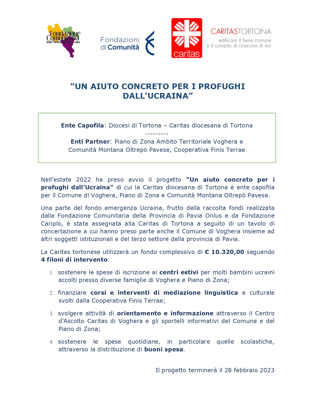 UN AIUTO CONCRETO PER I PROFUGHI DALLUCRAINA
